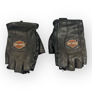 Harley Davidson Women's Size Small Leather Riding Glove Fingerless Black 2007